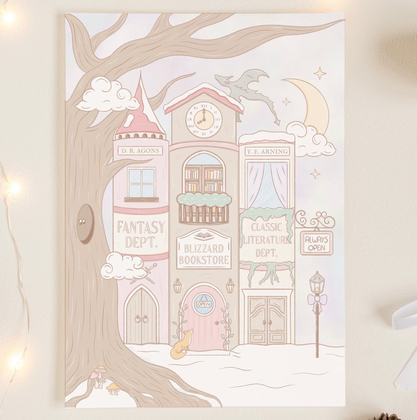 Snowy Book World Print