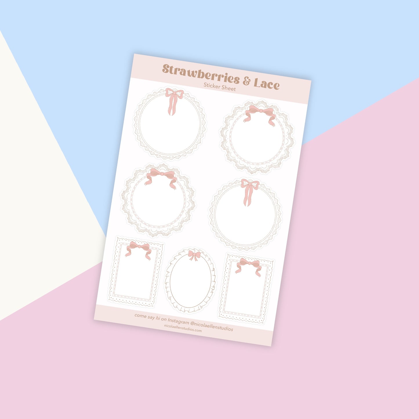 Strawberries & Lace Notelet Sticker Sheet