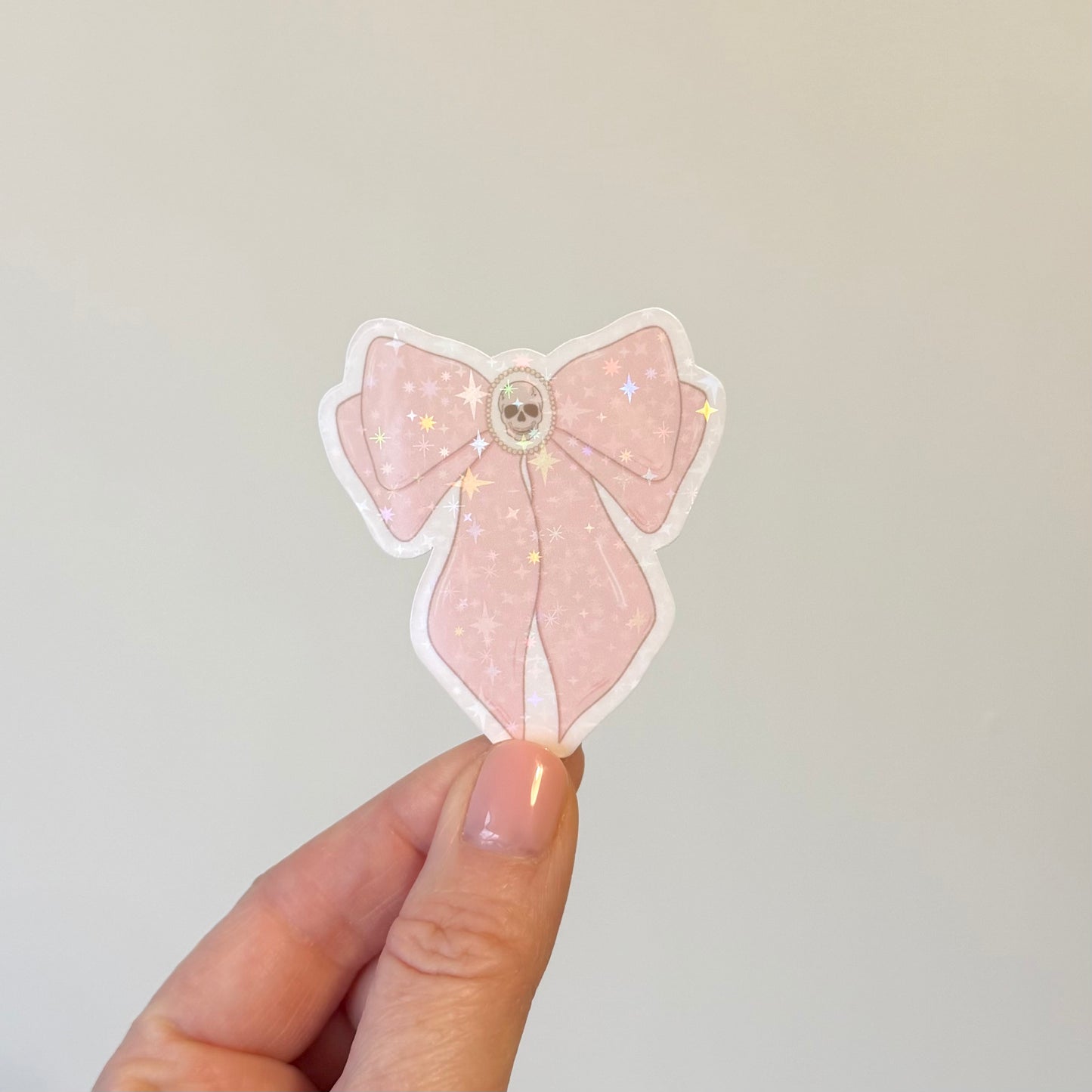 Dark Romance Pastel Bow Sparkly Vinyl Sticker