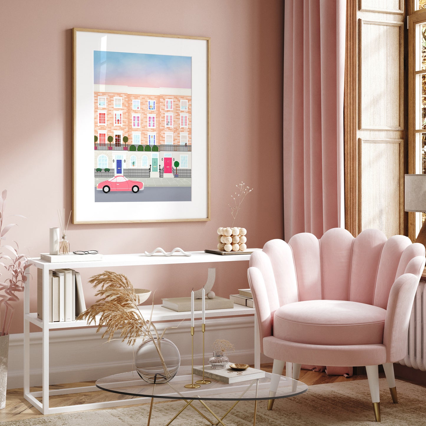 Sunrise in Chelsea, London Neighbourhood Illustration - CLEARANCE