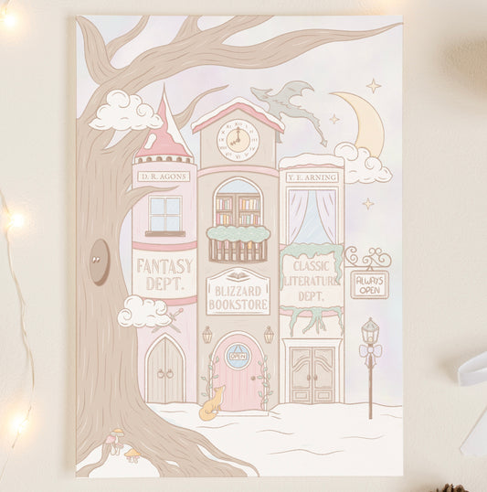 Snowy Book World Print