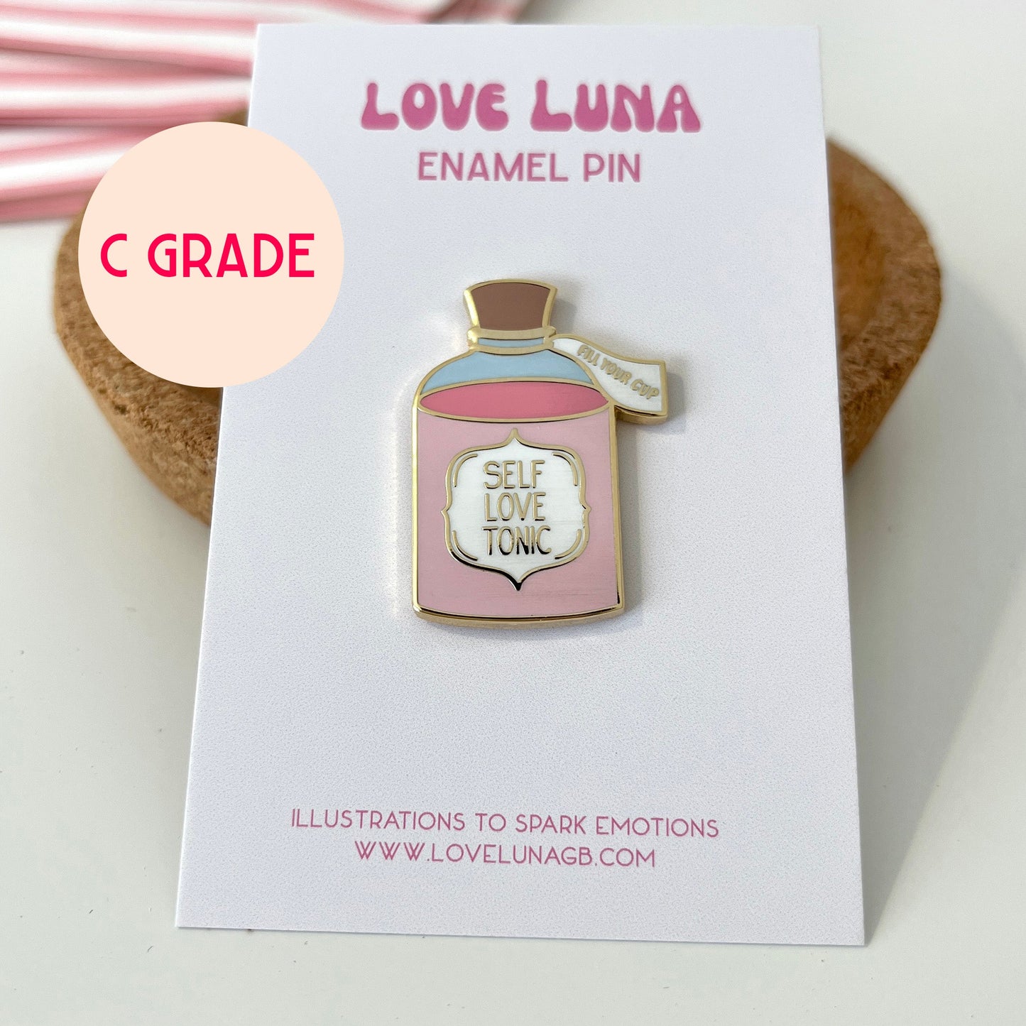 SECONDS - Self Love Tonic Enamel Pin - C GRADE