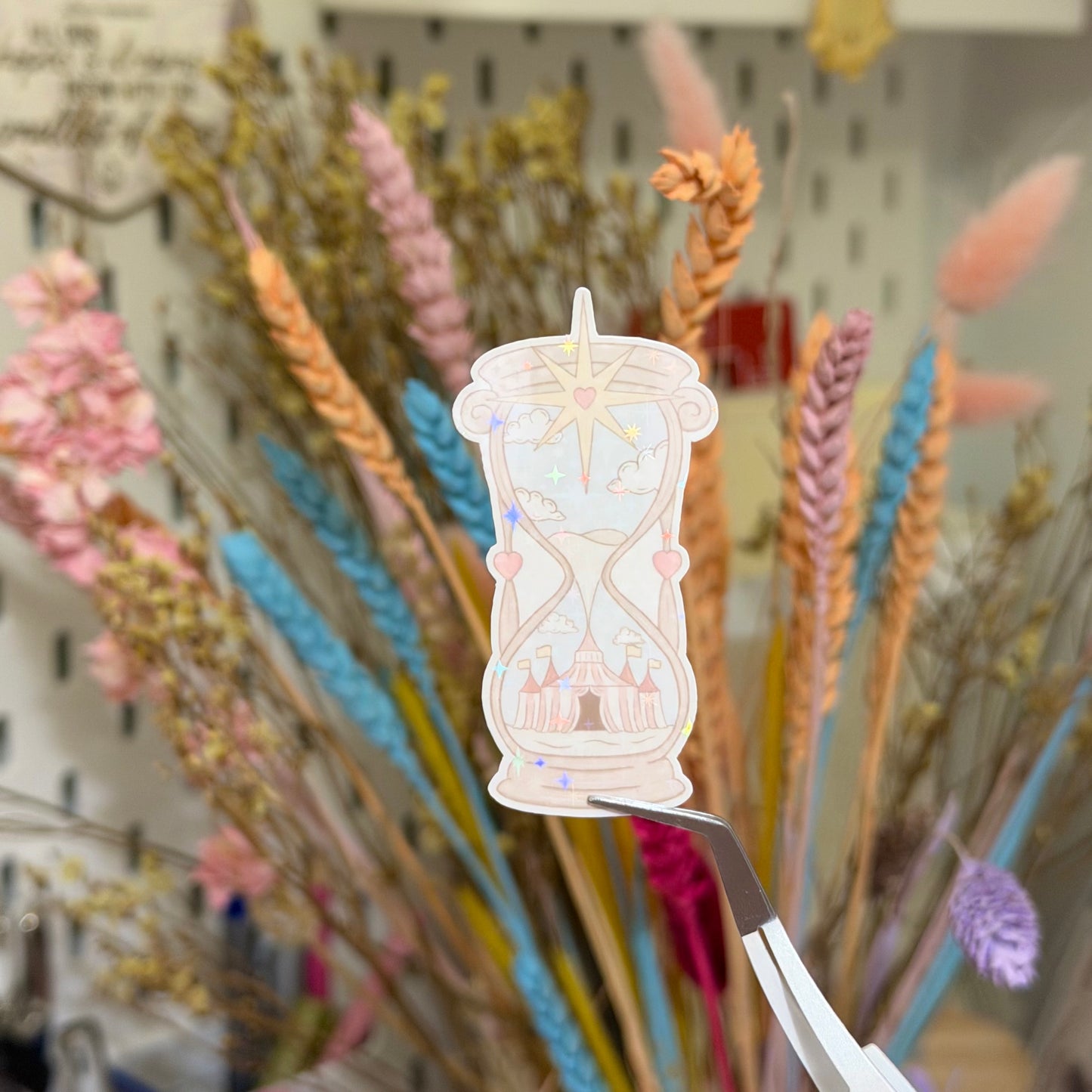 Hourglass Sparkly Vinyl Sticker