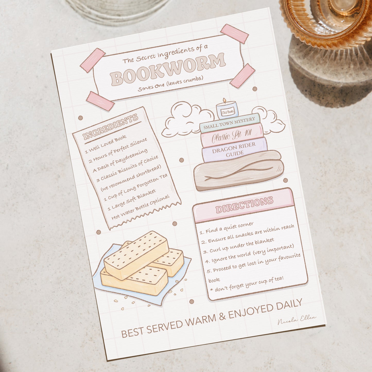 Ingredients of a Bookworm Art Print
