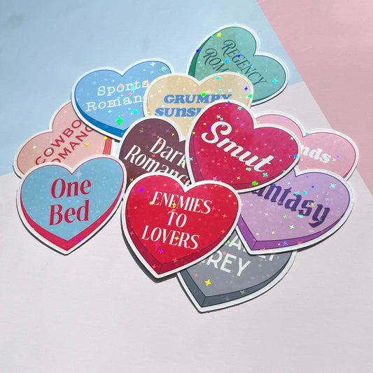 Candy Heart Book Tropes Sparkly Vinyl Sticker
