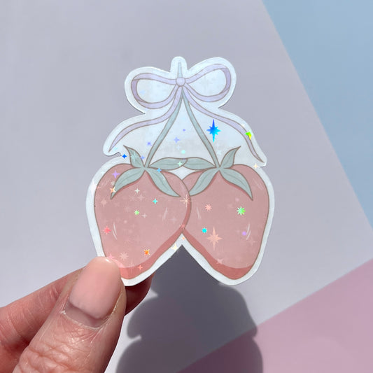 Sweet Strawberry Sparkly Vinyl Sticker