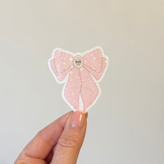 Dark Romance Pastel Bow Sparkly Vinyl Sticker