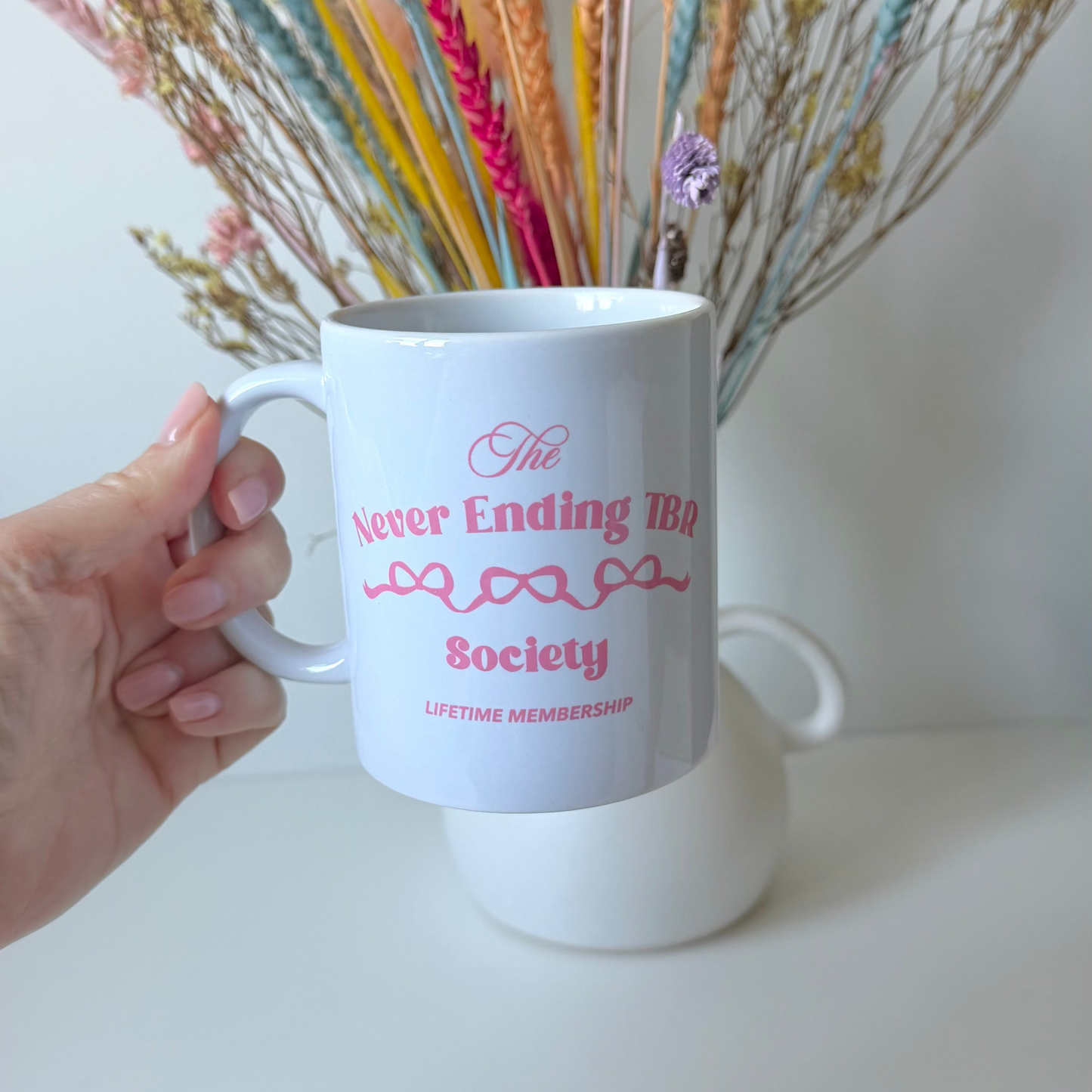 The Never Ending TBR Society Mug - PINK TEXT
