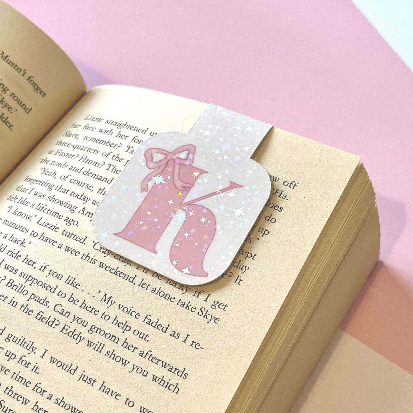 Sparkle Monogram Magnetic Bookmark