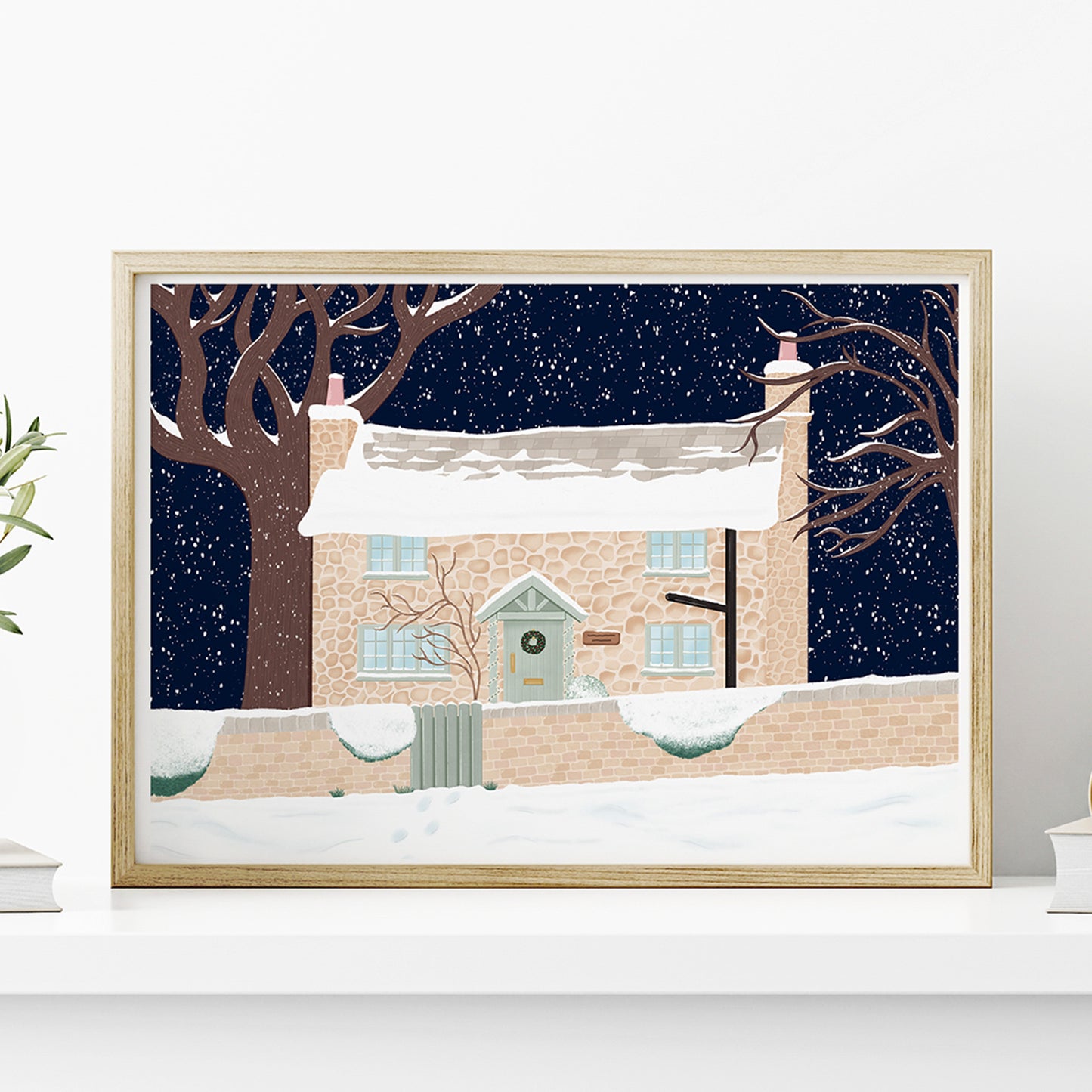 The Holiday Cottage - Christmas Art Print