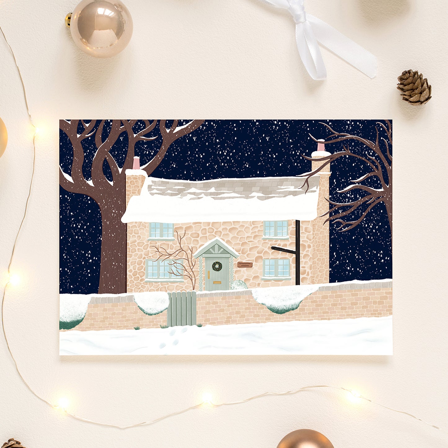 The Holiday Cottage - Christmas Art Print