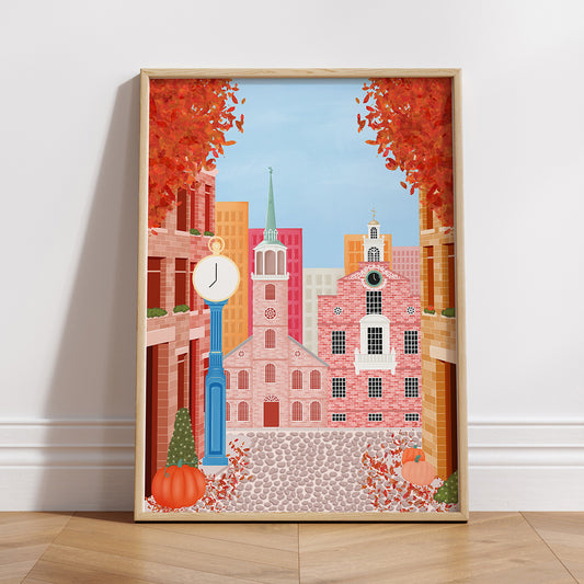 Boston in Fall Destination Print - Daytime