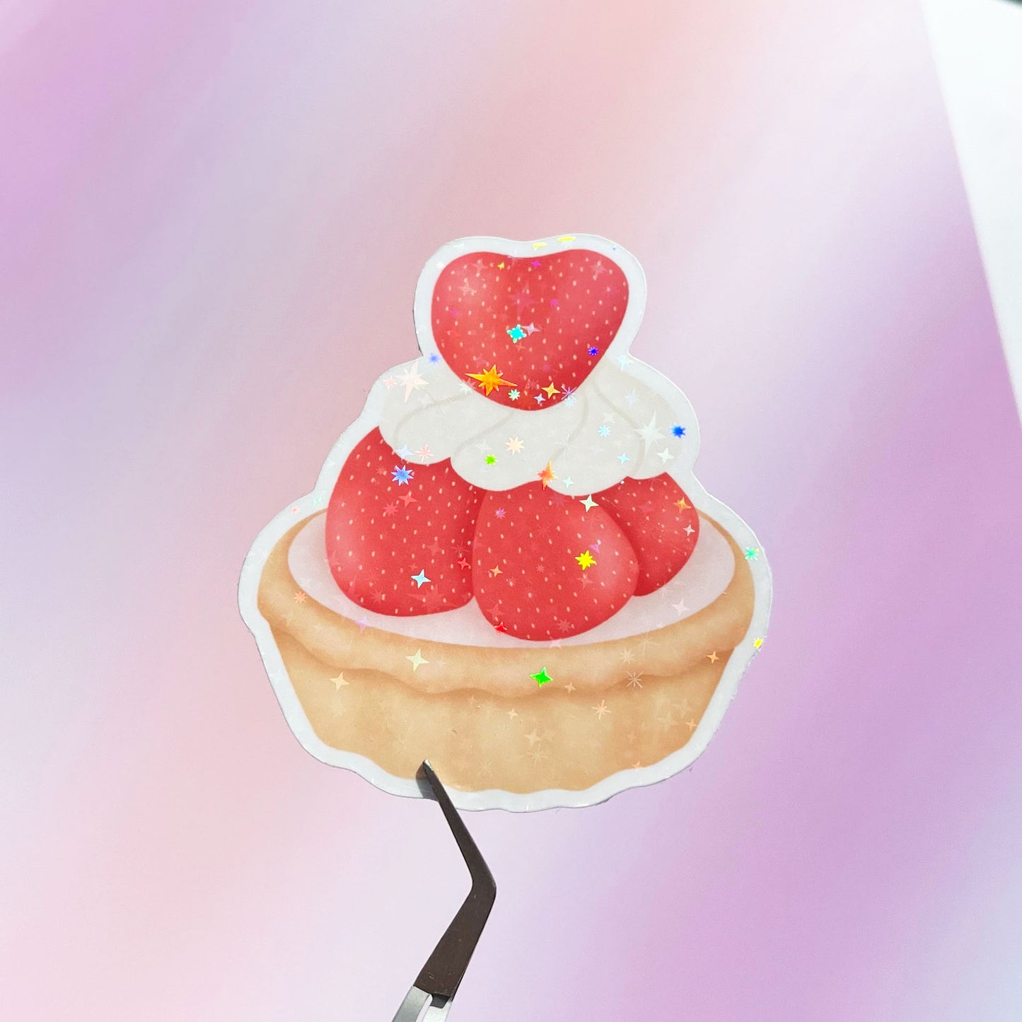 Strawberry Sundae Sparkly Vinyl Sticker