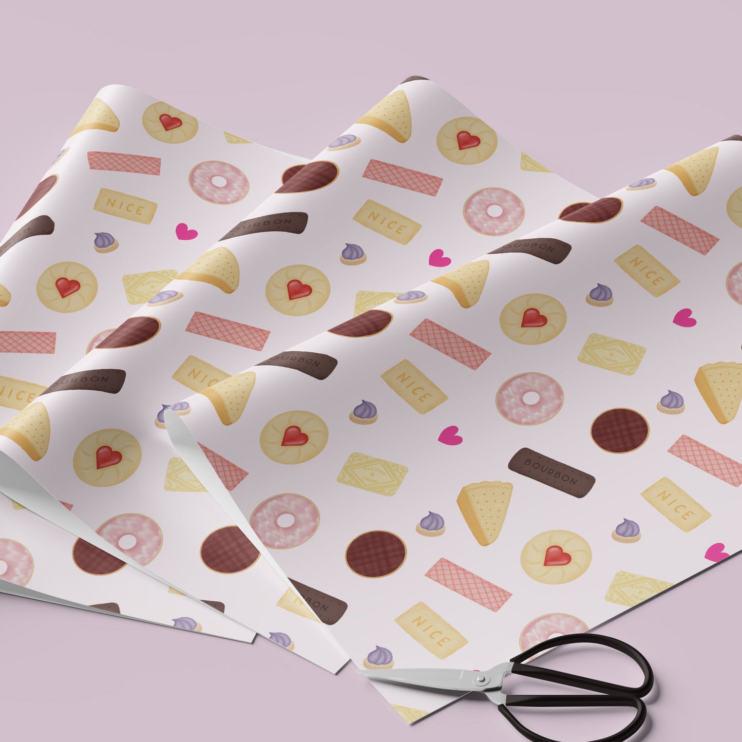 Retro British Biscuits Gift Wrap